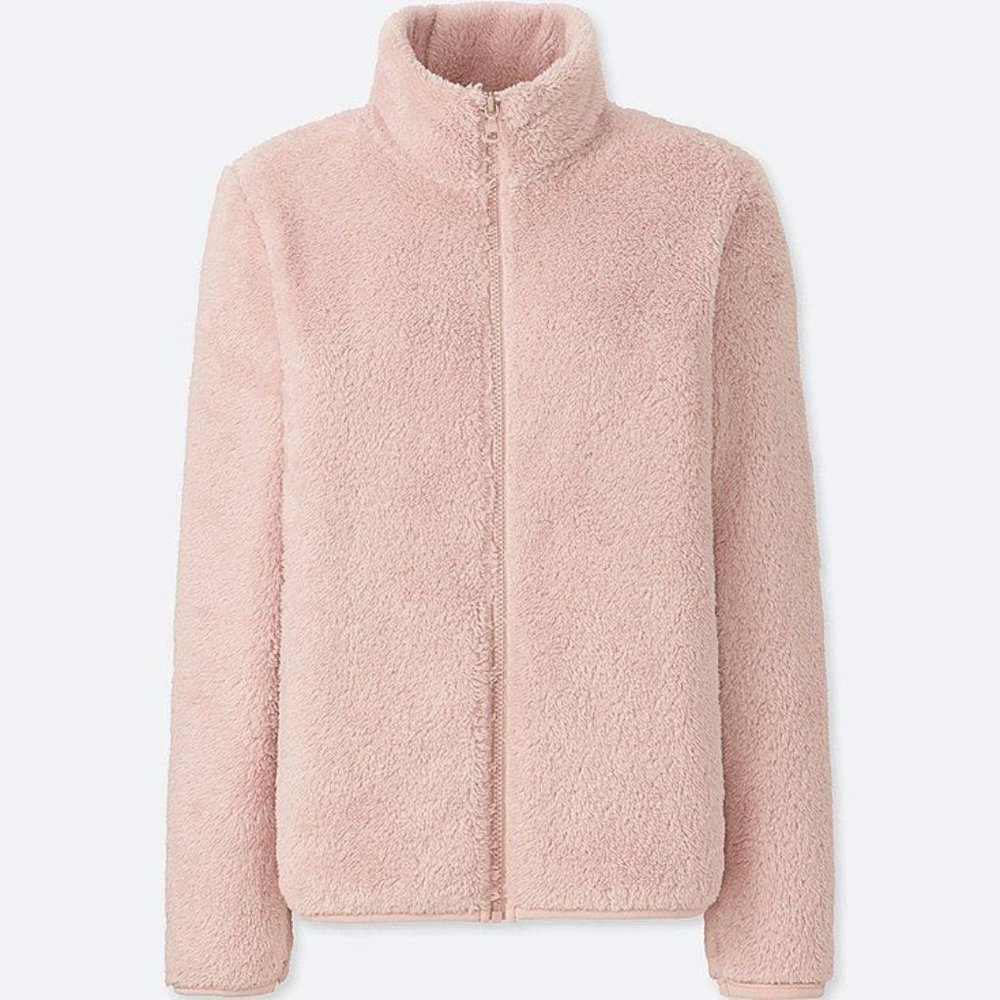 UNIQLO WOMEN FLUFFY YARN FLEECE JACKET (BABY PINK)